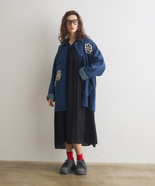 Crisp（クリスプ）の「ミックスレースギャザーワンピース（ワンピース・レディース・ブラック/グリーン・FREE）」の20枚目の写真