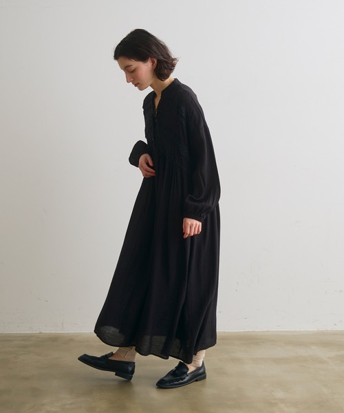 Crisp（クリスプ）の「ミックスレースギャザーワンピース（ワンピース・レディース・ブラック/グリーン・FREE）」の22枚目の写真