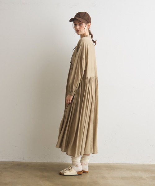 Crisp（クリスプ）の「ミックスレースギャザーワンピース（ワンピース・レディース・ブラック/グリーン・FREE）」の4枚目の写真