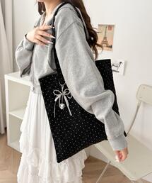 WEGO/【A4収納可能】チャーム付きナイロントートバッグ