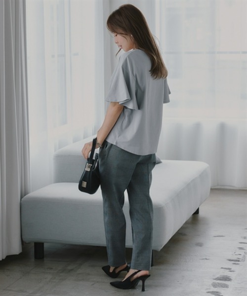 Petitjo(プッチージョ)の「小さいサイズ 【接触冷感・UVカット】フレアスリーブTシャツ 低身長さん・小柄女性(Tシャツ/カットソー・レディース・グレー/ブラック/ホワイト・PSS/PS/PM/PL)」の22枚目の写真