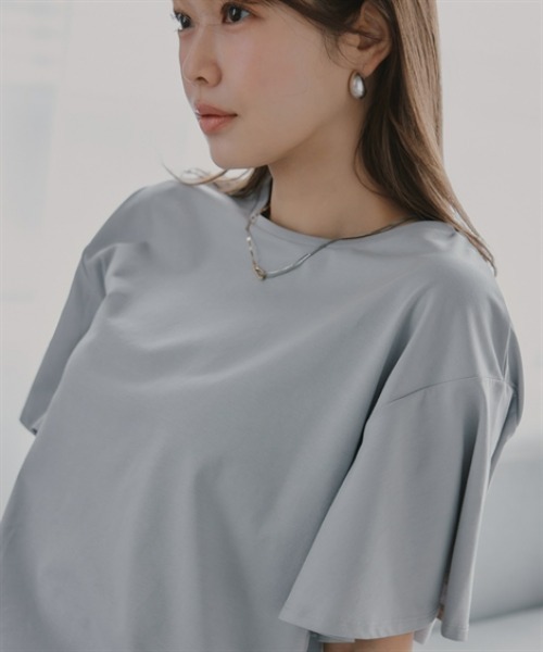 Petitjo(プッチージョ)の「小さいサイズ 【接触冷感・UVカット】フレアスリーブTシャツ 低身長さん・小柄女性(Tシャツ/カットソー・レディース・グレー/ブラック/ホワイト・PSS/PS/PM/PL)」の17枚目の写真