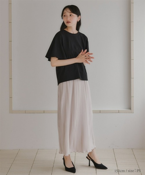 Petitjo(プッチージョ)の「小さいサイズ 【接触冷感・UVカット】フレアスリーブTシャツ 低身長さん・小柄女性(Tシャツ/カットソー・レディース・グレー/ブラック/ホワイト・PSS/PS/PM/PL)」の11枚目の写真