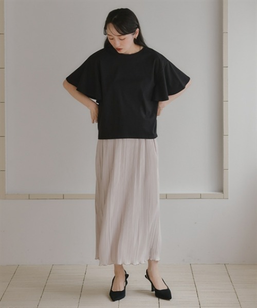 Petitjo(プッチージョ)の「小さいサイズ 【接触冷感・UVカット】フレアスリーブTシャツ 低身長さん・小柄女性(Tシャツ/カットソー・レディース・グレー/ブラック/ホワイト・PSS/PS/PM/PL)」の13枚目の写真