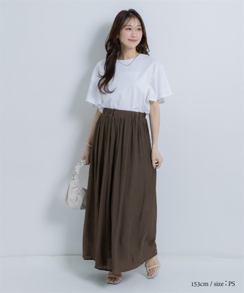 Petitjo(プッチージョ)の「小さいサイズ 【接触冷感・UVカット】フレアスリーブTシャツ 低身長さん・小柄女性(Tシャツ/カットソー・レディース・グレー/ブラック/ホワイト・PSS/PS/PM/PL)」の6枚目の写真
