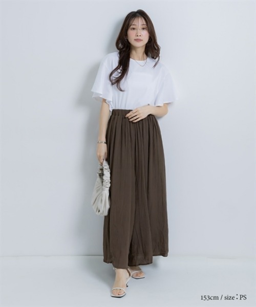 Petitjo(プッチージョ)の「小さいサイズ 【接触冷感・UVカット】フレアスリーブTシャツ 低身長さん・小柄女性(Tシャツ/カットソー・レディース・グレー/ブラック/ホワイト・PSS/PS/PM/PL)」の8枚目の写真