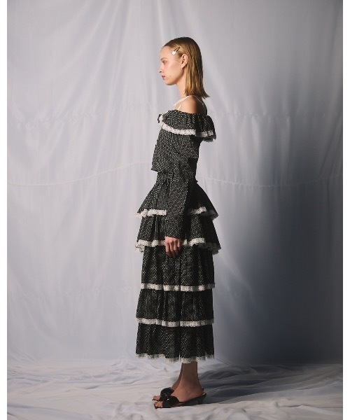 lilLilly（リルリリー）の「アシンメトリーシャツロングスカート（スカート・レディース・ホワイト/ドット・FREE）」の8枚目の写真