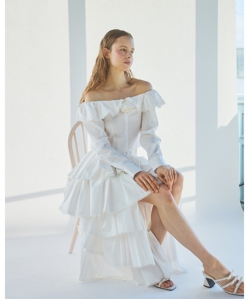 lilLilly（リルリリー）の「アシンメトリーシャツロングスカート（スカート・レディース・ホワイト/ドット・FREE）」の11枚目の写真