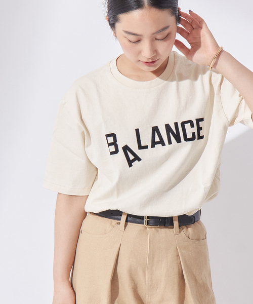 journal standard L'essage(ジャーナルスタンダードレサージュ)の「《別注》【MIXTA/ミクスタ】BALANCE CREW T-SHIRTS:Tシャツ(Tシャツ/カットソー・レディース・ブラック/アイボリー・MEDIUM)」の2枚目の写真