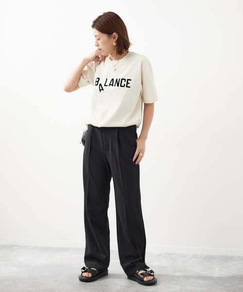 journal standard L'essage(ジャーナルスタンダードレサージュ)の「《別注》【MIXTA/ミクスタ】BALANCE CREW T-SHIRTS:Tシャツ(Tシャツ/カットソー・レディース・ブラック/アイボリー・MEDIUM)」の3枚目の写真