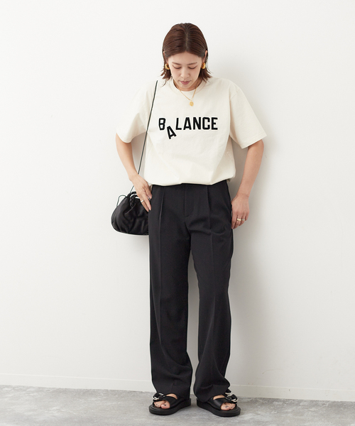 journal standard L'essage(ジャーナルスタンダードレサージュ)の「《別注》【MIXTA/ミクスタ】BALANCE CREW T-SHIRTS:Tシャツ(Tシャツ/カットソー・レディース・ブラック/アイボリー・MEDIUM)」の5枚目の写真