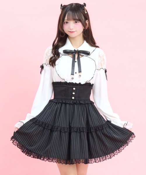 Secret Honey(シークレットハニー)の「ハートパッチワークブラウス(シャツ/ブラウス・レディース・ブラック/オフホワイト/グレー・MEDIUM)」の4枚目の写真