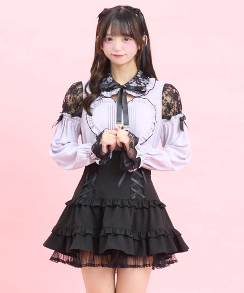 Secret Honey(シークレットハニー)の「ハートパッチワークブラウス(シャツ/ブラウス・レディース・ブラック/オフホワイト/グレー・MEDIUM)」の7枚目の写真
