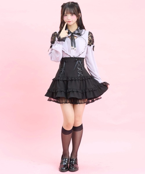 Secret Honey(シークレットハニー)の「ハートパッチワークブラウス(シャツ/ブラウス・レディース・ブラック/オフホワイト/グレー・MEDIUM)」の6枚目の写真