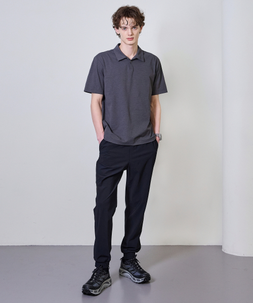 BASIC HOUSE（ベーシックハウス）の「スーパーストレッチスパンバンディングジョガーパンツ_ブラック（スウェットパンツ・メンズ・ブラック・28inch/30inch/32inch/34inch/36inch）」の4枚目の写真
