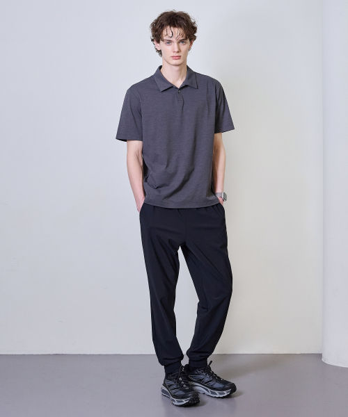 BASIC HOUSE（ベーシックハウス）の「スーパーストレッチスパンバンディングジョガーパンツ_ブラック（スウェットパンツ・メンズ・ブラック・28inch/30inch/32inch/34inch/36inch）」の5枚目の写真