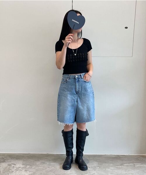 DIAGONAL(ダイアゴナル)の「SCALLOP HALF SLEEVE KNIT (black)(ニット/セーター・レディース・その他・FREE)」の2枚目の写真