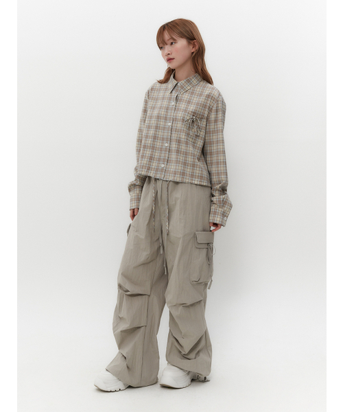 TUOMIO（トゥオミオ）の「STRAPPY CHECK SHIRT [BEIGE]（シャツ/ブラウス・レディース・その他・1/2）」の6枚目の写真