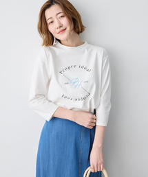 ロゴプリントモックネックＴシャツ【オーガニックコットンブレンド・綿100%】