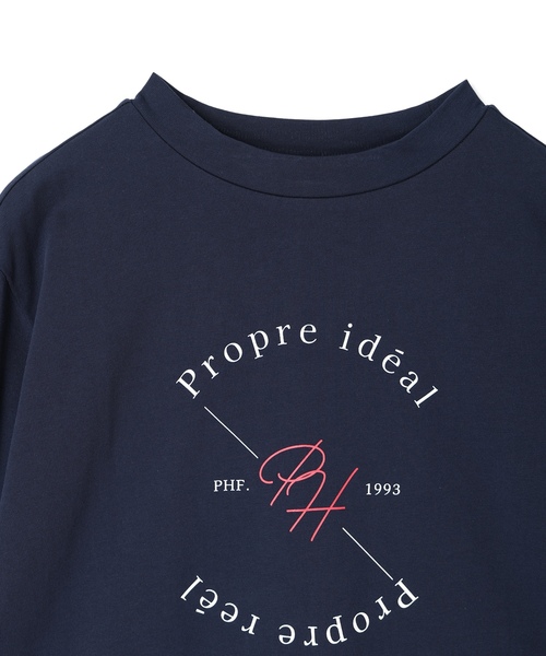 Petit Honfleur(プチオンフルール)の「ロゴプリントモックネックTシャツ【オーガニックコットンブレンド・綿100%】(Tシャツ/カットソー・レディース・ホワイト/ネイビー・M/L)」の22枚目の写真