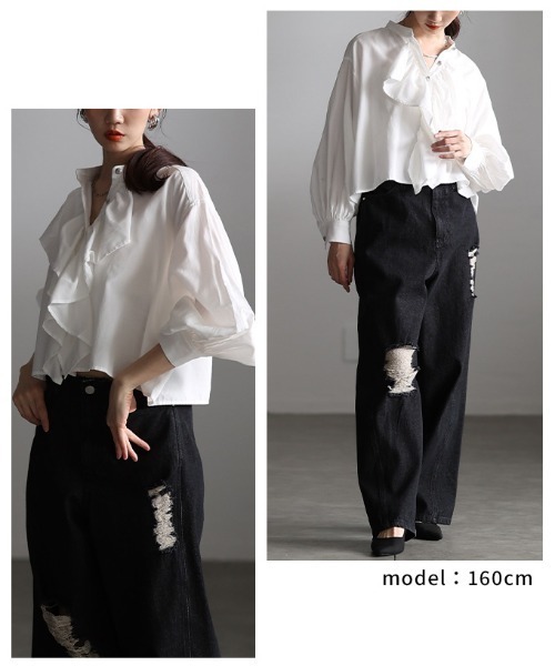 Sawa a la mode（サワアラモード）の「ラッフルフリルボリューム袖ブラウス（シャツ/ブラウス・レディース・ブラウン/ブルー/オフホワイト・FREE）」の15枚目の写真