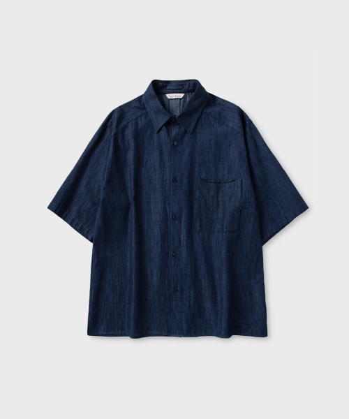 NONBLANK(ノンブランク)の「ラグランデニムハーフスリーブシャツ _INDIGO(シャツ/ブラウス・レディース・その他・MEDIUM/LARGE/X-LARGE/SMALL)」の1枚目の写真