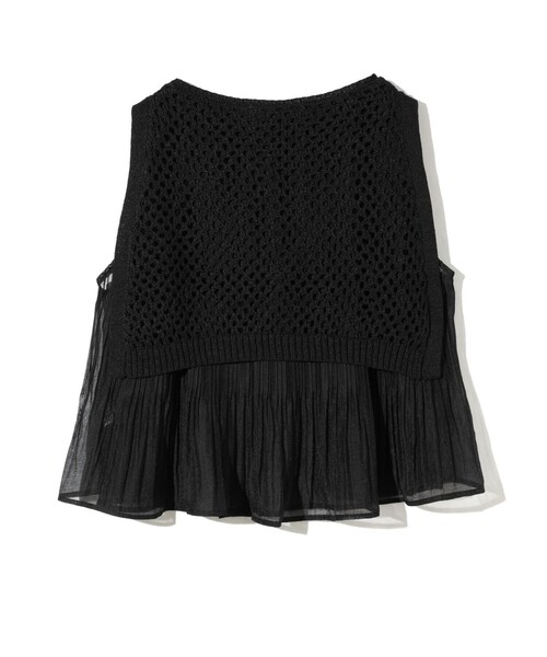 MIDIUMISOLID(ミディウミソリッド)の「MIDIUMISOLID for Ladies メッシュニットプリーツベスト(ベスト・レディース・ブラック/アイボリー・FREE)」の17枚目の写真