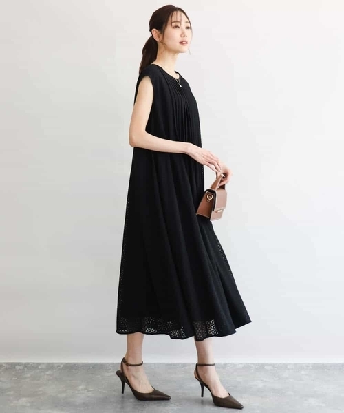 MK MICHEL KLEIN（エムケーミッシェルクラン）の「[洗える]幾何柄レースAラインワンピース（ワンピース・レディース・ブラック/ブラウン・38）」の14枚目の写真