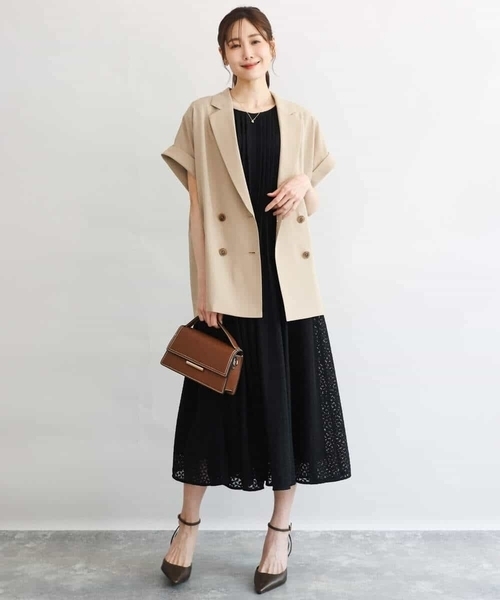 MK MICHEL KLEIN（エムケーミッシェルクラン）の「[洗える]幾何柄レースAラインワンピース（ワンピース・レディース・ブラック/ブラウン・38）」の16枚目の写真