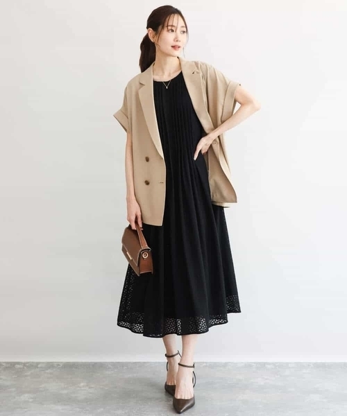 MK MICHEL KLEIN（エムケーミッシェルクラン）の「[洗える]幾何柄レースAラインワンピース（ワンピース・レディース・ブラック/ブラウン・38）」の17枚目の写真