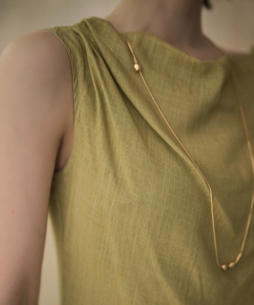 LAULEN(ローレン)の「drape neck sleeveless long dress /ドレープネックノースリーブロングワンピース(ワンピース・レディース・ブラック/アイボリー/オリーブ・M/S)」の7枚目の写真