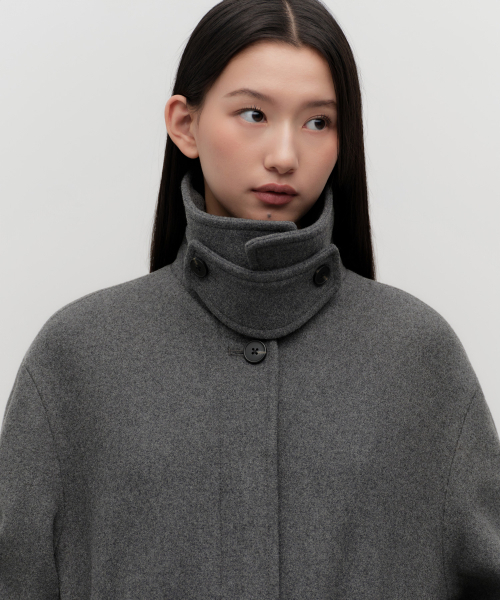 MUSINSA STANDARD WOMAN（ムシンサスタンダードウーマン）の「ウィメンズウールブレンドボリュームスリーブバルマカンローブコート[ミディアムグレー]（チェスターコート・レディース・その他・X-SMALL/MEDIUM/LARGE/SMALL）」の5枚目の写真