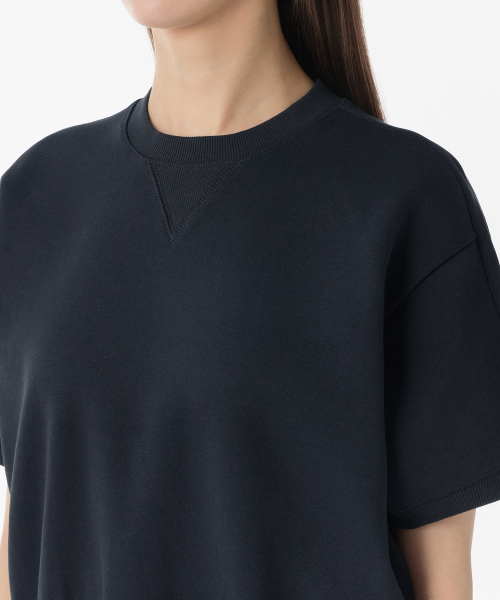 MUSINSA STANDARD WOMAN（ムシンサスタンダードウーマン）の「ウィメンズダブルニット半袖スウェットシャツ[ネイビー]（Tシャツ/カットソー・レディース・その他・X-SMALL/SMALL/MEDIUM/LARGE）」の3枚目の写真