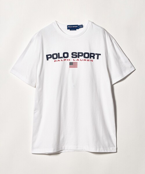 POLO SPORT RALPH LAUREN ポロスポーツ ラルフローレン Tシャツ ホワイト 白 サイズ:M | スタンプ 半袖 Tシャツ / カットソー | クルーネック ハーフスリーブ 総柄 コットン | トップス 【レディース】【中古】 POLO RALPH LAUREN（ポロ・ラルフローレン） Tシャツ 710707095 半袖