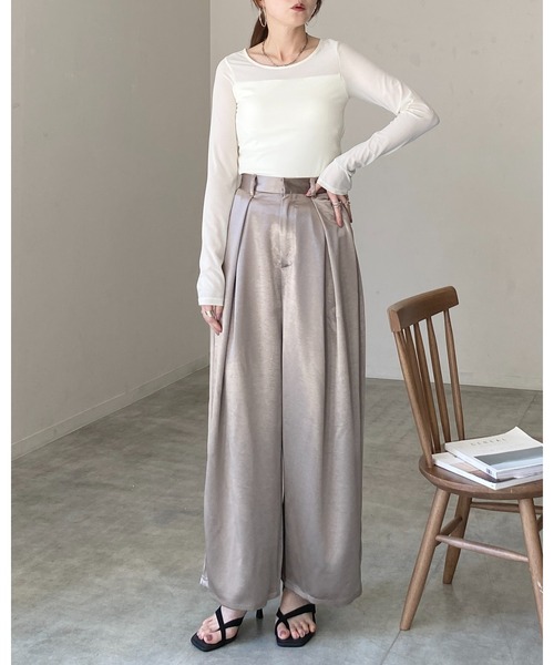 She's Closet(シーズクローゼット)の「長袖 カップ付き 接触冷感 レース シアーロングTシャツ カットソートップス(Tシャツ/カットソー・レディース・ホワイト/ブラック・FREE)」の8枚目の写真