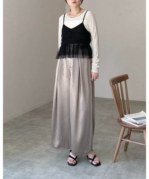 She's Closet(シーズクローゼット)の「長袖 カップ付き 接触冷感 レース シアーロングTシャツ カットソートップス(Tシャツ/カットソー・レディース・ホワイト/ブラック・FREE)」の10枚目の写真