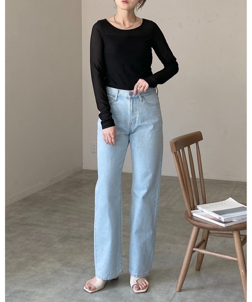 She's Closet(シーズクローゼット)の「長袖 カップ付き 接触冷感 レース シアーロングTシャツ カットソートップス(Tシャツ/カットソー・レディース・ホワイト/ブラック・FREE)」の12枚目の写真