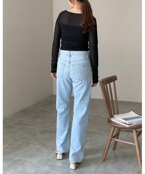 She's Closet(シーズクローゼット)の「長袖 カップ付き 接触冷感 レース シアーロングTシャツ カットソートップス(Tシャツ/カットソー・レディース・ホワイト/ブラック・FREE)」の14枚目の写真