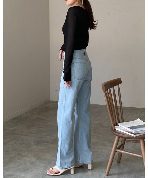 She's Closet(シーズクローゼット)の「長袖 カップ付き 接触冷感 レース シアーロングTシャツ カットソートップス(Tシャツ/カットソー・レディース・ホワイト/ブラック・FREE)」の16枚目の写真
