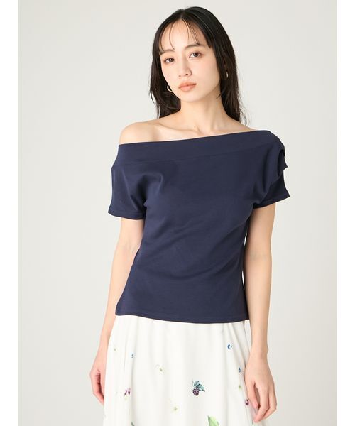 FRAY I.D(フレイアイディー)の「2wayオフショルカットソー/ウォッシャブル(Tシャツ/カットソー・レディース・その他/ネイビー/ホワイト/レッド・F)」の18枚目の写真