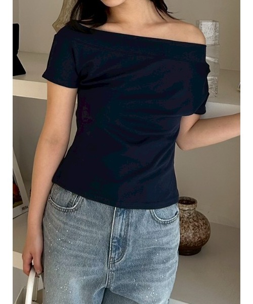 FRAY I.D(フレイアイディー)の「2wayオフショルカットソー/ウォッシャブル(Tシャツ/カットソー・レディース・その他/ネイビー/ホワイト/レッド・F)」の1枚目の写真
