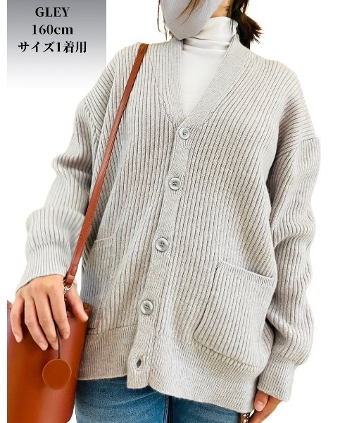 COOK JEANS(クックジーンズ)の「リブワイドカーディガン(カーディガン/ボレロ・メンズ・ブラック/杢グレー・LARGE)」の2枚目の写真