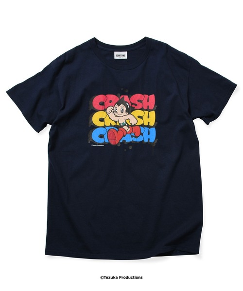 HOMEGAME(ホームゲーム)の「アトム x CRASH ONE x HOMEGAME - 半袖Tシャツ POP STRIDE TEE HG260402(Tシャツ/カットソー・メンズ・ネイビー/ホワイト・MEDIUM/LARGE/XX-LARGE/SMALL/X-LARGE)」の1枚目の写真