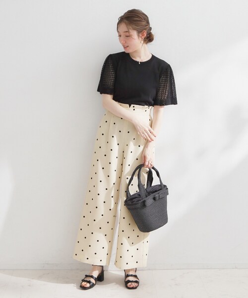 couture brooch（クチュールブローチ）の「【2WAY・洗える】サスペンダー付き ハイウエストパンツ（その他パンツ・レディース・ブラック系/ブラック/アイボリー系・36/38/40/42）」の9枚目の写真