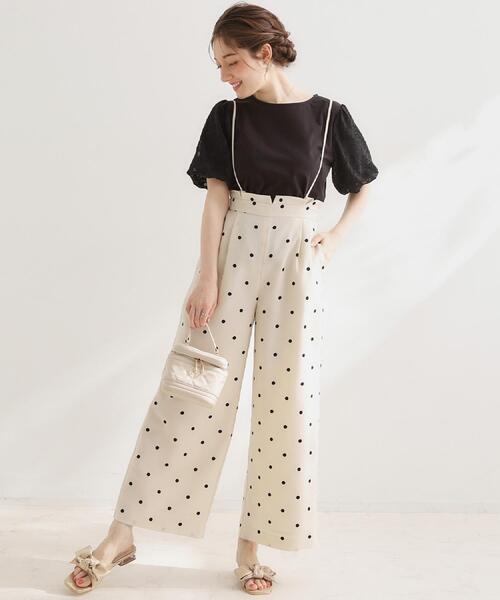 couture brooch（クチュールブローチ）の「【2WAY・洗える】サスペンダー付き ハイウエストパンツ（その他パンツ・レディース・ブラック系/ブラック/アイボリー系・36/38/40/42）」の12枚目の写真
