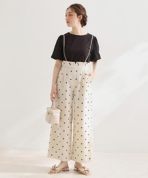 couture brooch（クチュールブローチ）の「【2WAY・洗える】サスペンダー付き ハイウエストパンツ（その他パンツ・レディース・ブラック系/ブラック/アイボリー系・36/38/40/42）」の13枚目の写真