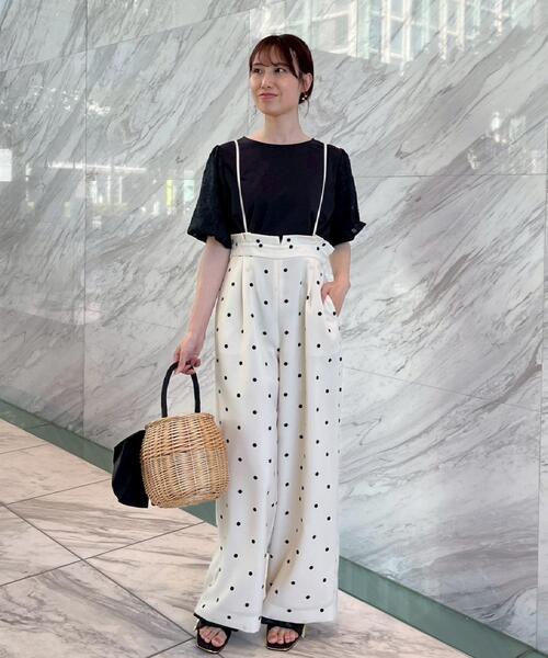 couture brooch（クチュールブローチ）の「【2WAY・洗える】サスペンダー付き ハイウエストパンツ（その他パンツ・レディース・ブラック系/ブラック/アイボリー系・36/38/40/42）」の15枚目の写真