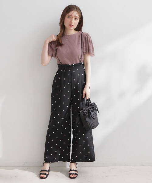 couture brooch（クチュールブローチ）の「【2WAY・洗える】サスペンダー付き ハイウエストパンツ（その他パンツ・レディース・ブラック系/ブラック/アイボリー系・36/38/40/42）」の19枚目の写真