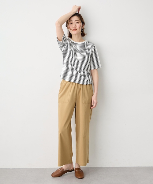 Petit Honfleur（プチオンフルール）の「カップ付ボーダーTシャツ【取り外し可能カップ付き】（Tシャツ/カットソー・レディース・アイボリー/グレー・M/L）」の10枚目の写真