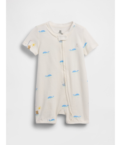 GAP(ギャップ)の「はじめてのお気に入り オーガニックコットン ショートオール (ベビー)(ロンパース・キッズ・オフホワイト・50cm/60cm/70cm/80cm/90cm)」の1枚目の写真
